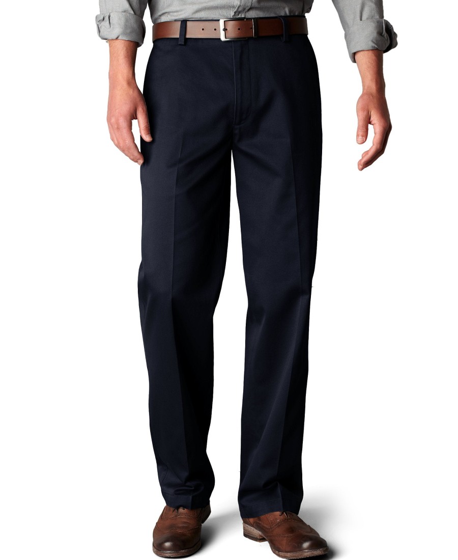 Men Dockers | Signature Lux Cotton Straight Fit Stretch Khaki Pants Navy