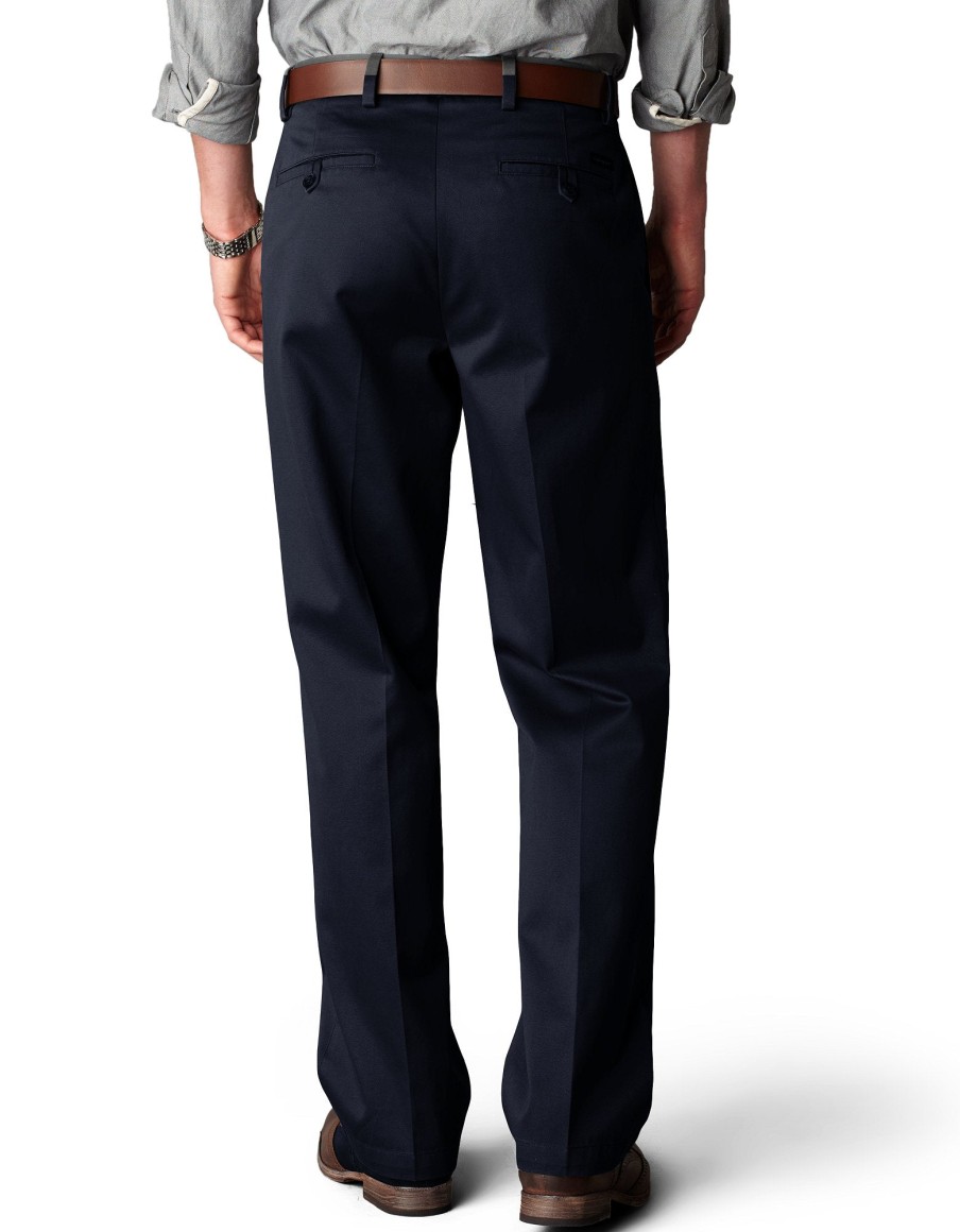 Men Dockers | Signature Lux Cotton Straight Fit Stretch Khaki Pants Navy