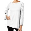 Juniors' Alfani | Embellished Pullover Sweater Soft White