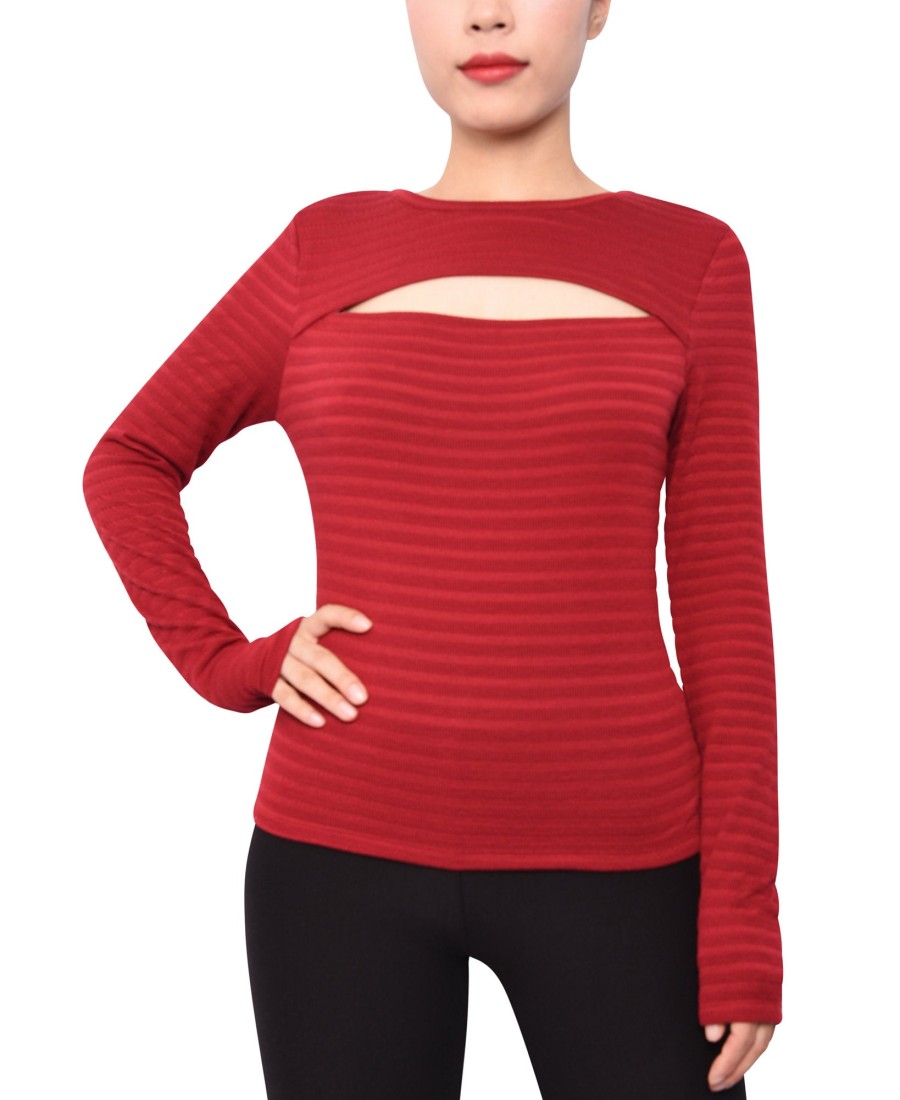 Juniors' Derek Heart | Juniors' Cutout Striped Top Red