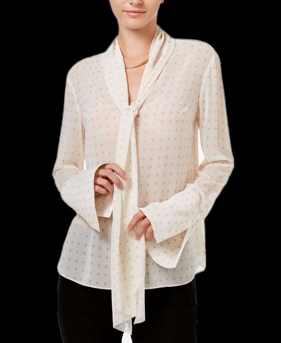 Women'S RACHEL Rachel Roy | Tie-Neck Bell-Sleeve Blouse Antique Ivory