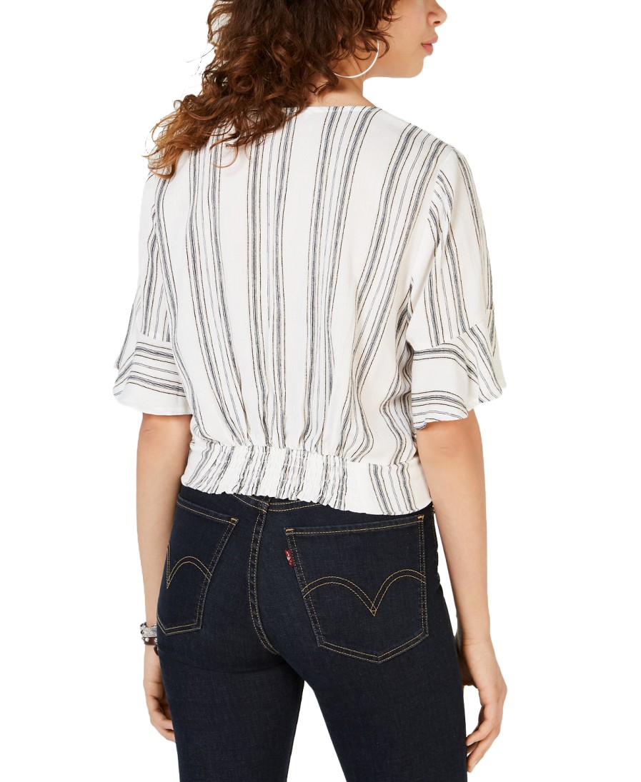 Juniors' Gypsies & Moondust | Juniors' Striped Wrap Blouse White