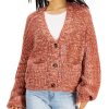 Juniors' Hooked Up by IOT | Juniors' Space-Dyed Cardigan Rust