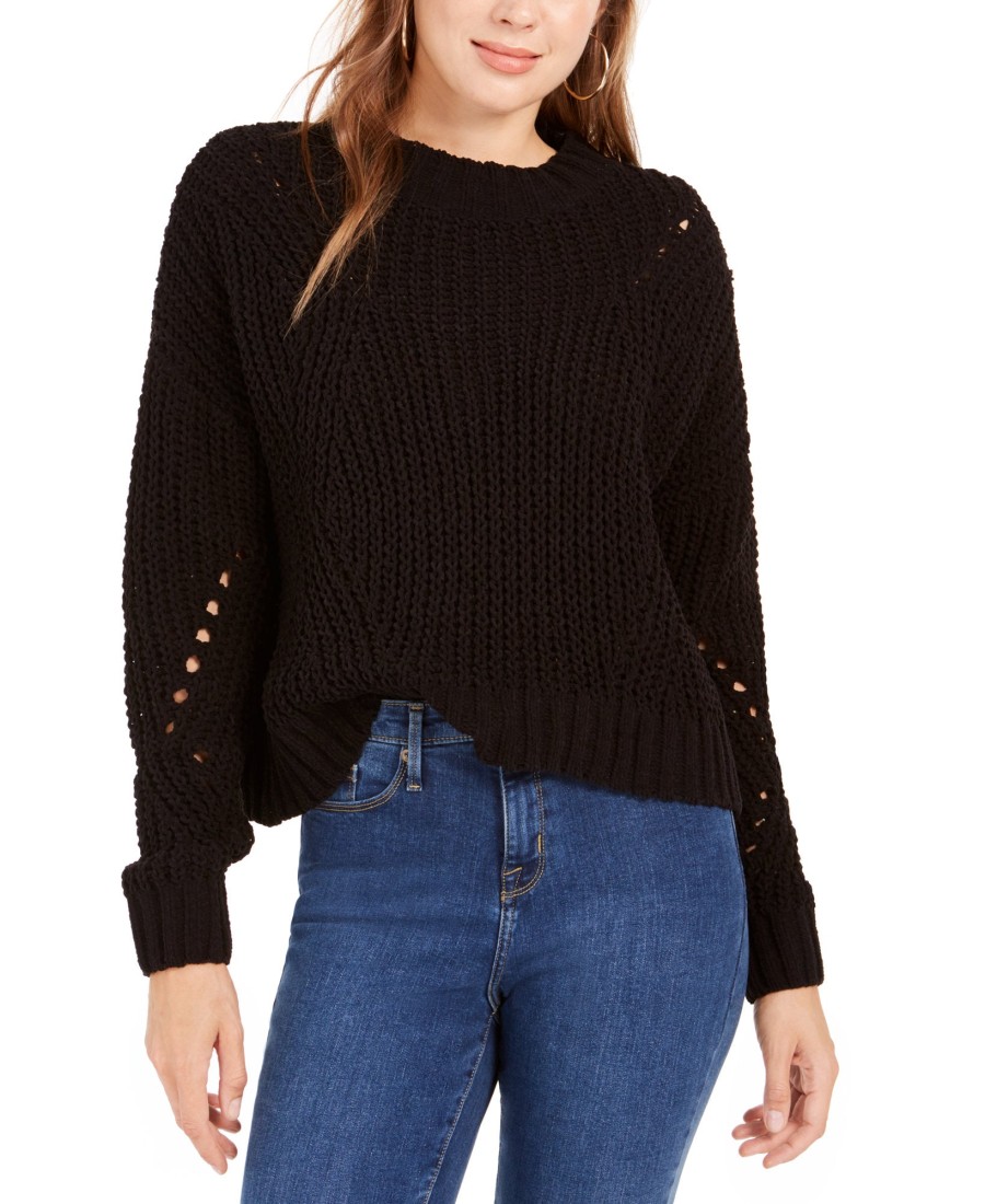 Women'S WYNTER | Pointelle Chenille Sweater Black