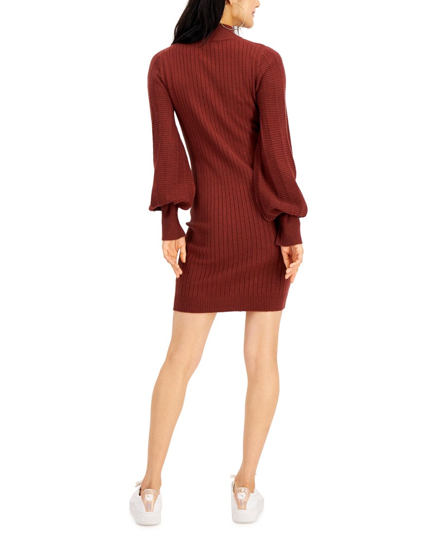 Juniors' Hooked Up by IOT | Juniors' Balloon-Sleeve Sweater Dress Tawny Melange