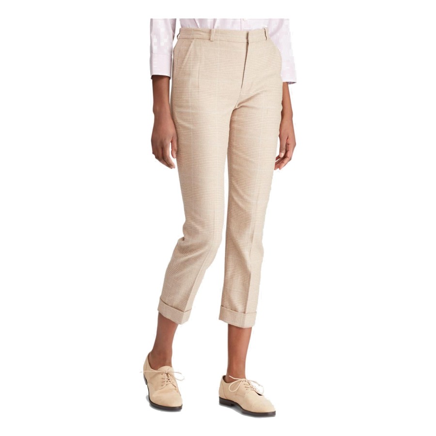 Women'S Lauren Ralph Lauren | Glen Plaid Skinny Pants Clay Tan