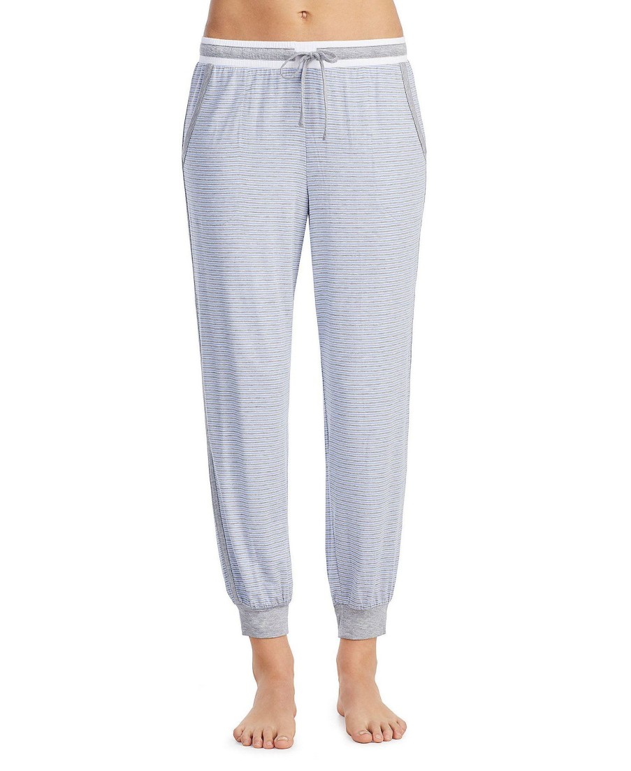 Women'S DKNY | Contrast-Print Jogger Pajama Pants Heather Stripe