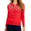 Women'S Charter Club | Sequined Cardigan Ravishing Red Combo