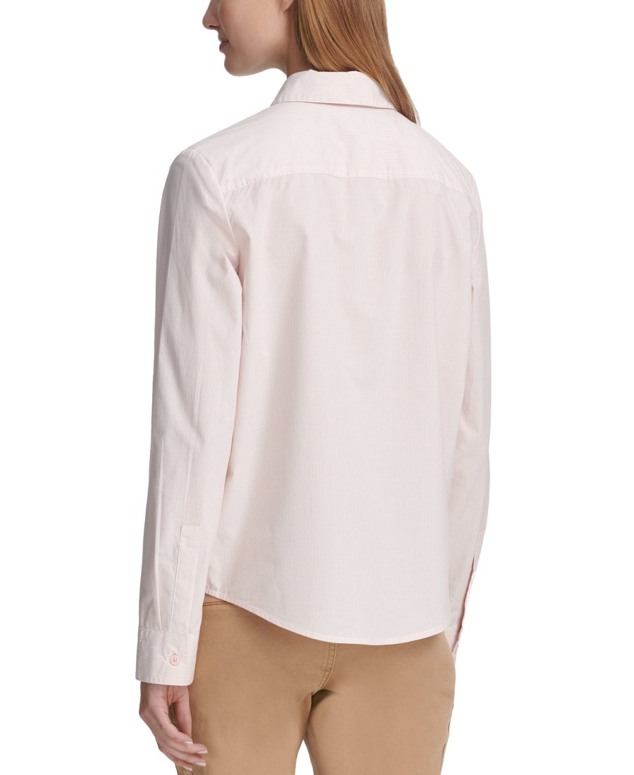 Women'S DKNY | Long-Sleeve Striped Button-Up Shirt Blush Combo