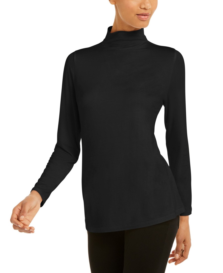 Women'S Alfani | Mock-Neck Top Deep Black