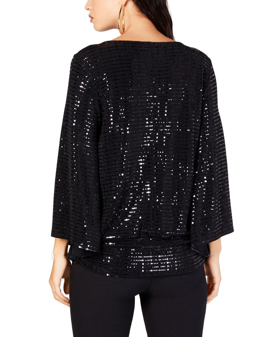 Women'S Thalia Sodi | Sequined Necklace Top Deep Black