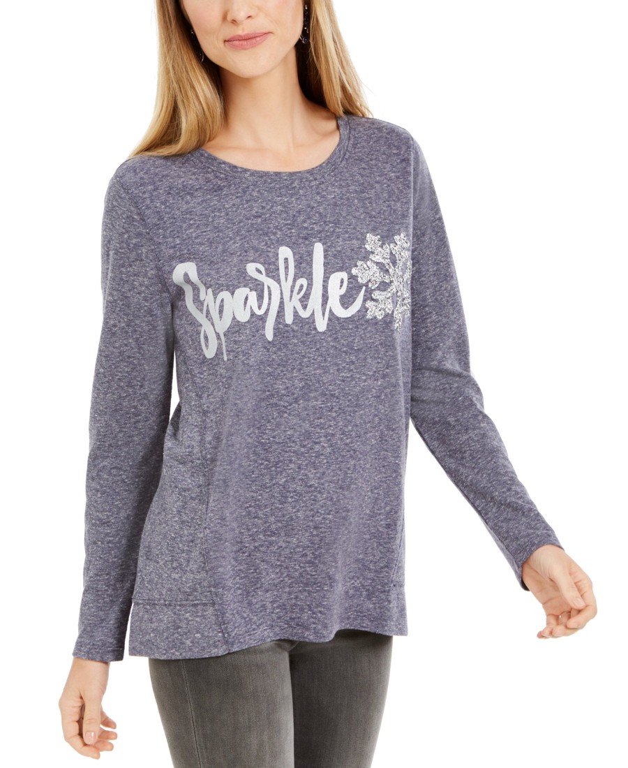 Women'S Style & Co | Sparkle Graphic Sweatshirt Sparkle Snowflake