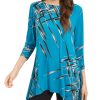 Women'S Alfani | Petite Printed Swing Top Teal Plait