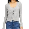 Juniors' Hooked Up by IOT | Juniors' Pointelle Tank & Cardigan Set Light Heather Grey