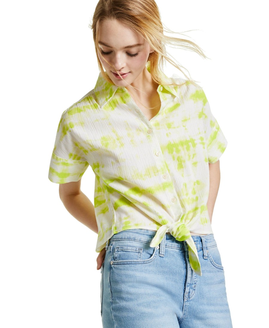 Women'S Style & Co | Petite Cotton Printed Blouse Fun Yellow