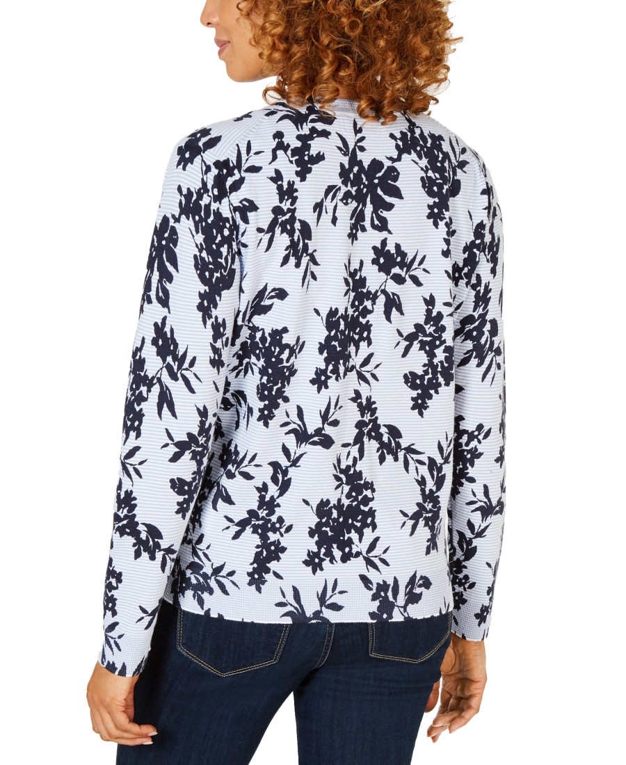 Women'S Karen Scott | Floral-Print Cardigan Intrepid Combo