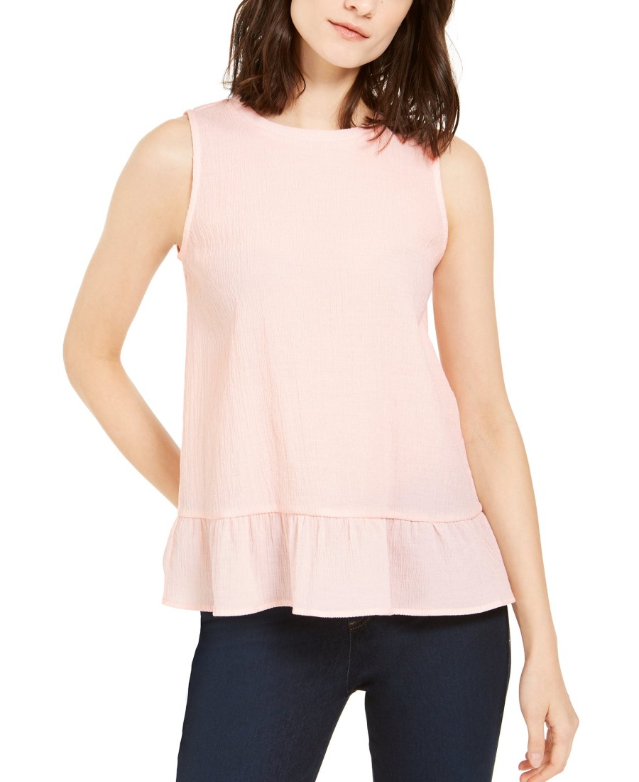 Women'S MICHAEL Michael Kors | Flounce-Hem Sleeveless Top Pink Wash