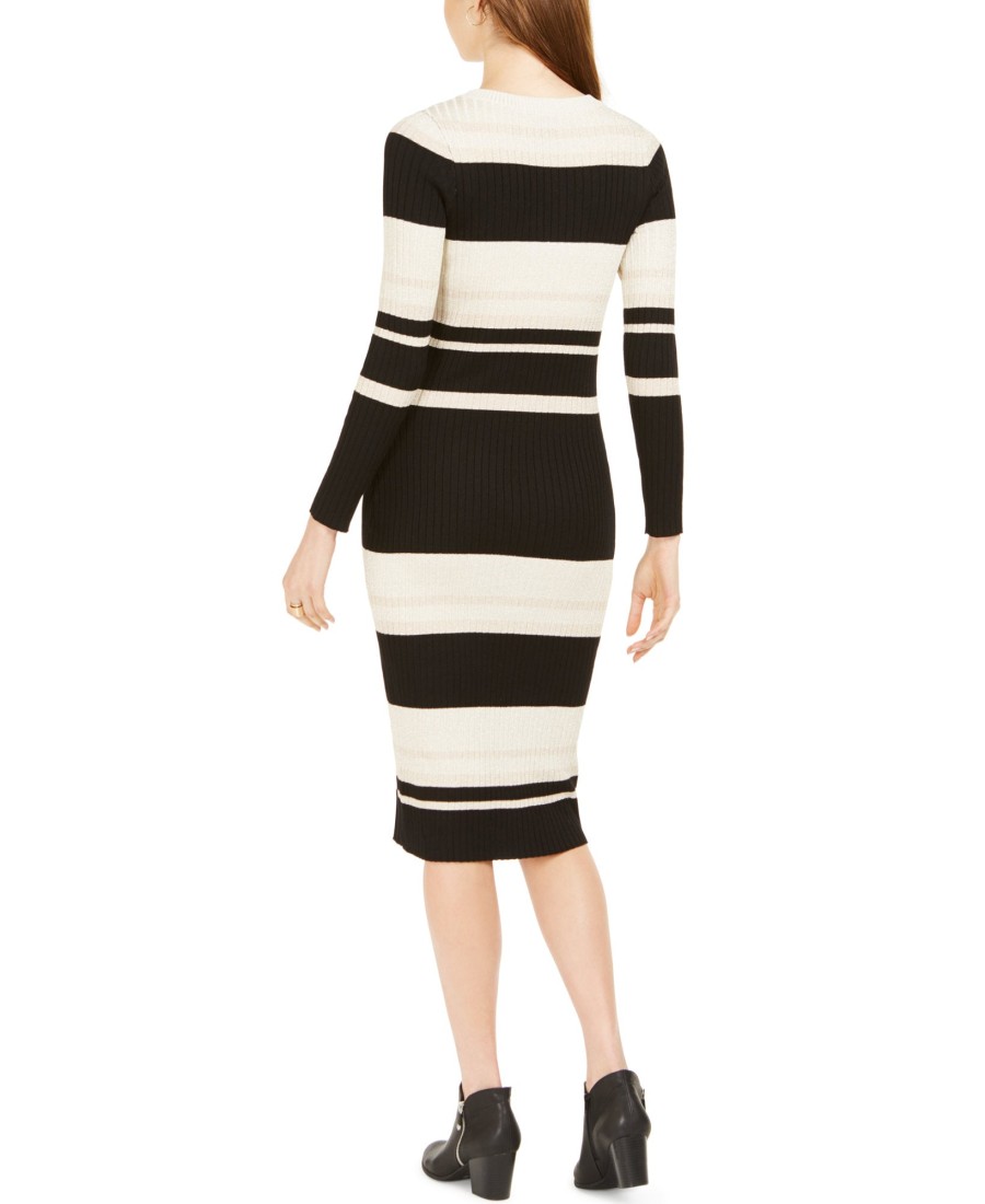 Women'S Taylor | Striped Midi Sweater Dress Black/Ivory/Blush