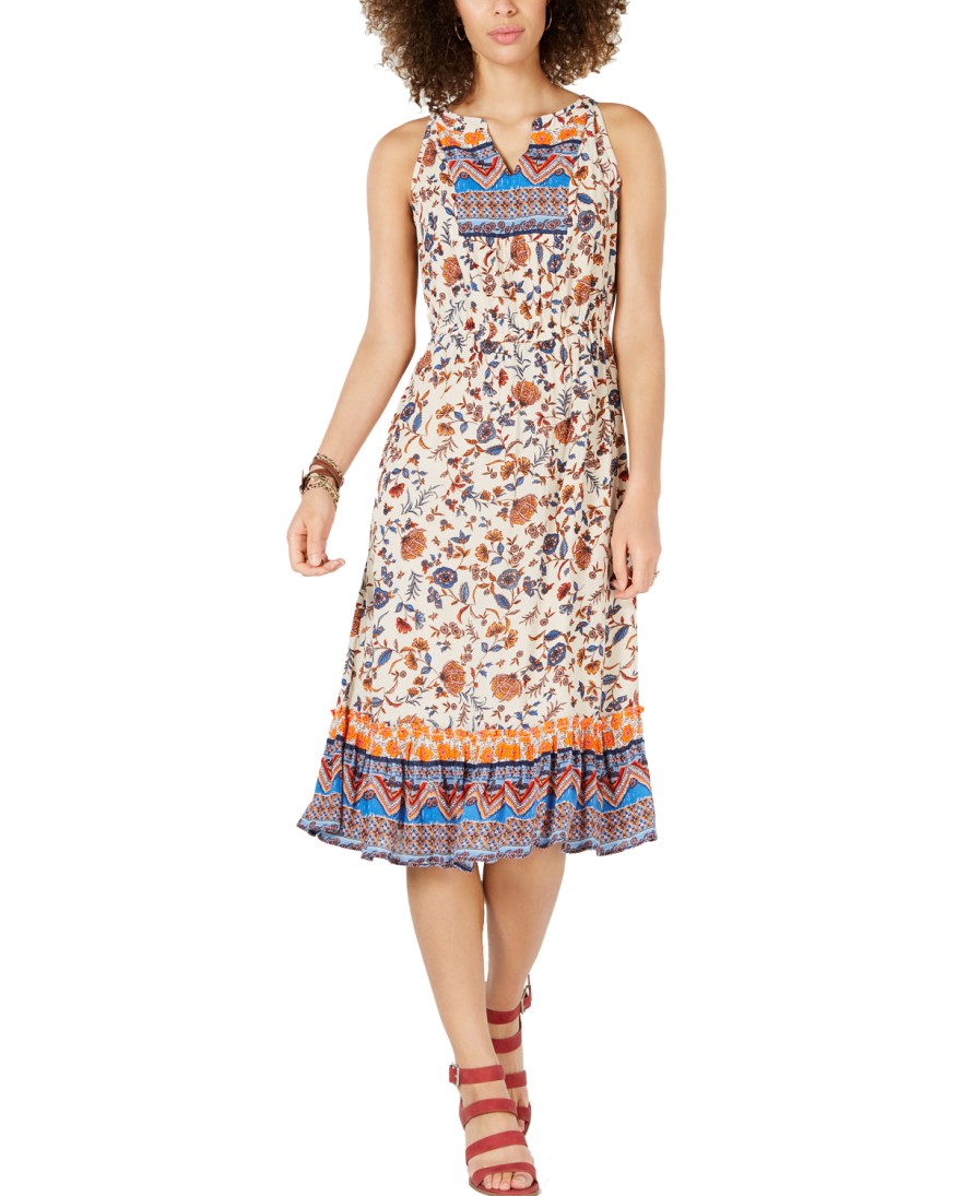 Women'S Style & Co | Paisley Flower Midi Dress Summertime Mix