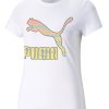 Women'S Puma | Cotton Rainbow Logo T-Shirt White Tiedye Cat