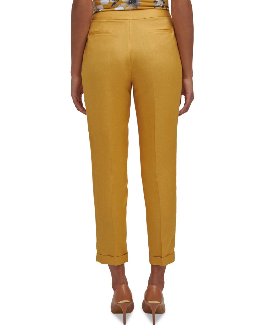 Women'S Calvin Klein | Slim-Leg Button-Front Pants Ochre