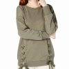 Women'S Hippie Rose | Lace-Up Tunic Sweatshirt Olive