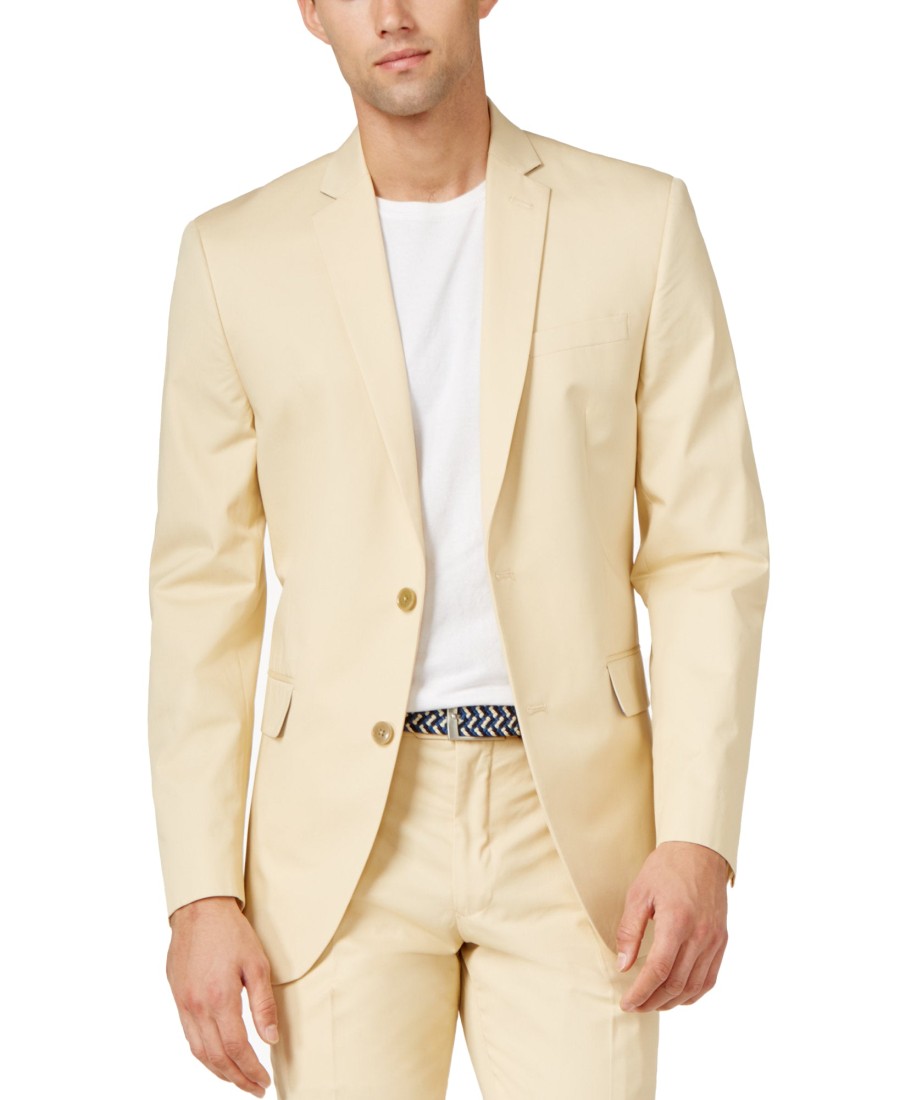 Men Bar III | Khaki Solid Cotton Slim-Fit Jacket Beige/Khaki