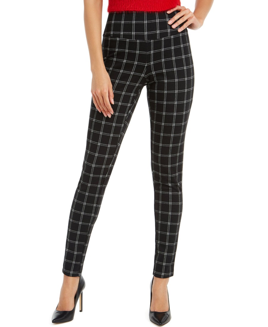 Women'S INC International Concepts | Windowpane Plaid Leggings Black Plaid