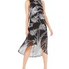 Juniors' Alfani | Petite Printed High-Low Dress Black Midnight Palm