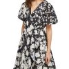 Women'S French Connection | Flutter-Sleeve Fit Flare Dress Black/Classic Cream