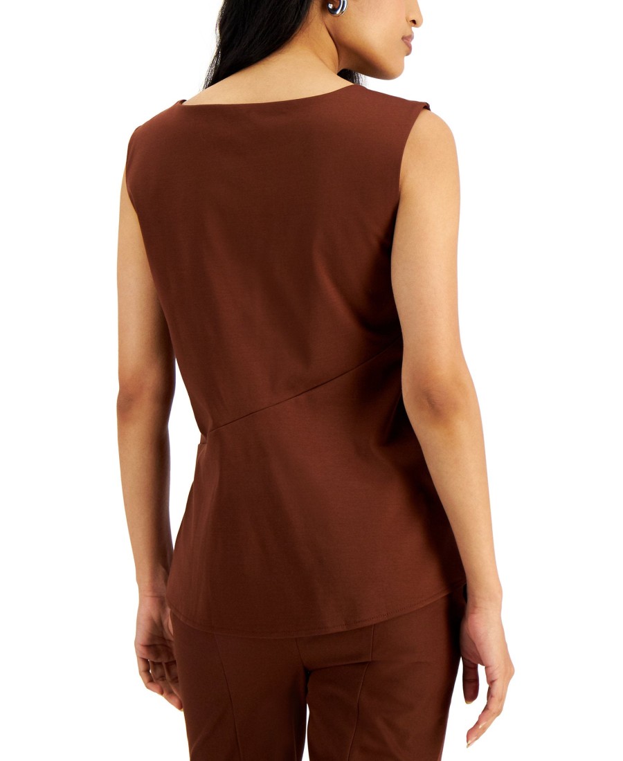 Juniors' Alfani | Square-Neck Sleeveless Top Chocolate Fondant