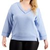 Women'S Kiss & Tell | Plus Trendy Exposed-Seam Top Blue