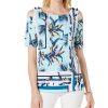 Women'S JM Collection | Cold-Shoulder Grommet Top Havana Tropics