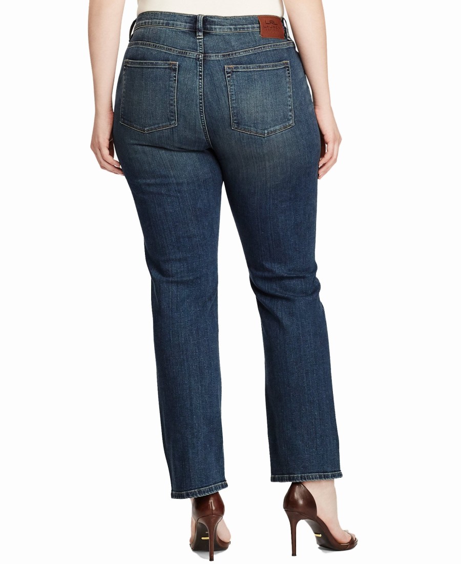 Women'S Lauren Ralph Lauren | Plus Classic Stretch Straight-Leg Jeans Blue