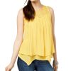 Women'S Style & Co | Petite Layered-Hem Lace-Trim Top Industrial Blue