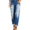 Women'S INC International Concepts | Cotton High-Rise Ripped Slouchy Ankle Jeans Medium Indigo