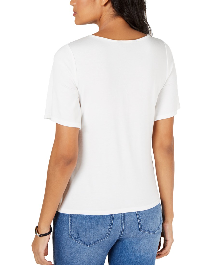 Women'S Thalia Sodi | Asymmetric Lattice-Neck Top White