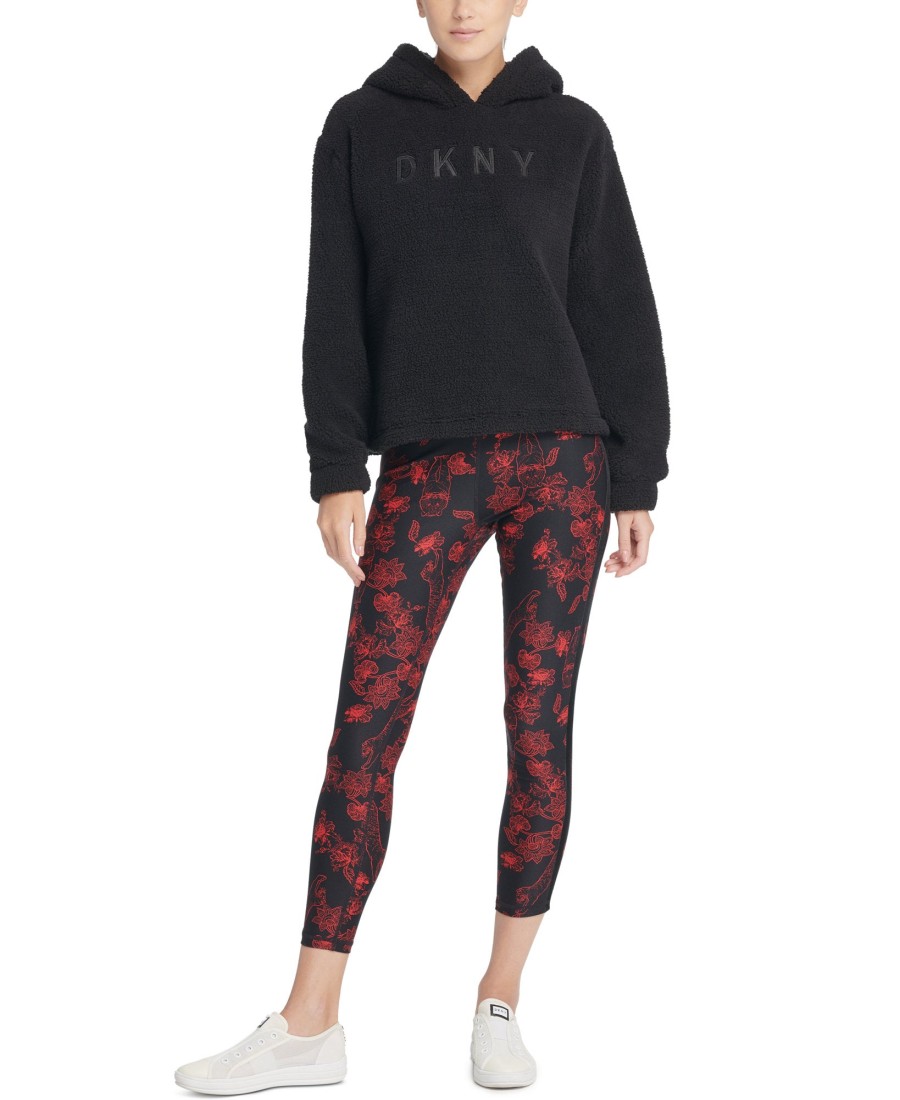 Women'S DKNY | Sport Logo Cropped Hoodie Black