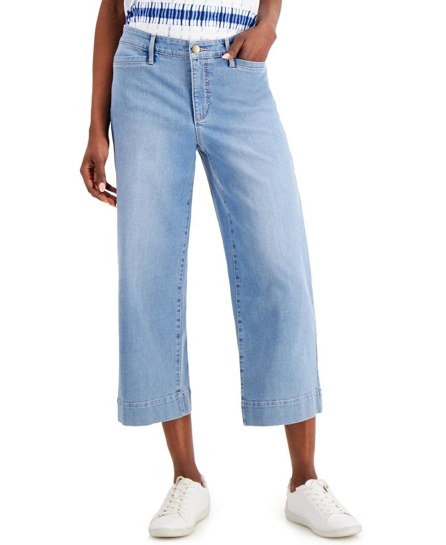 Women'S Charter Club | Cropped Wide-Leg Jeans Niagara Wash