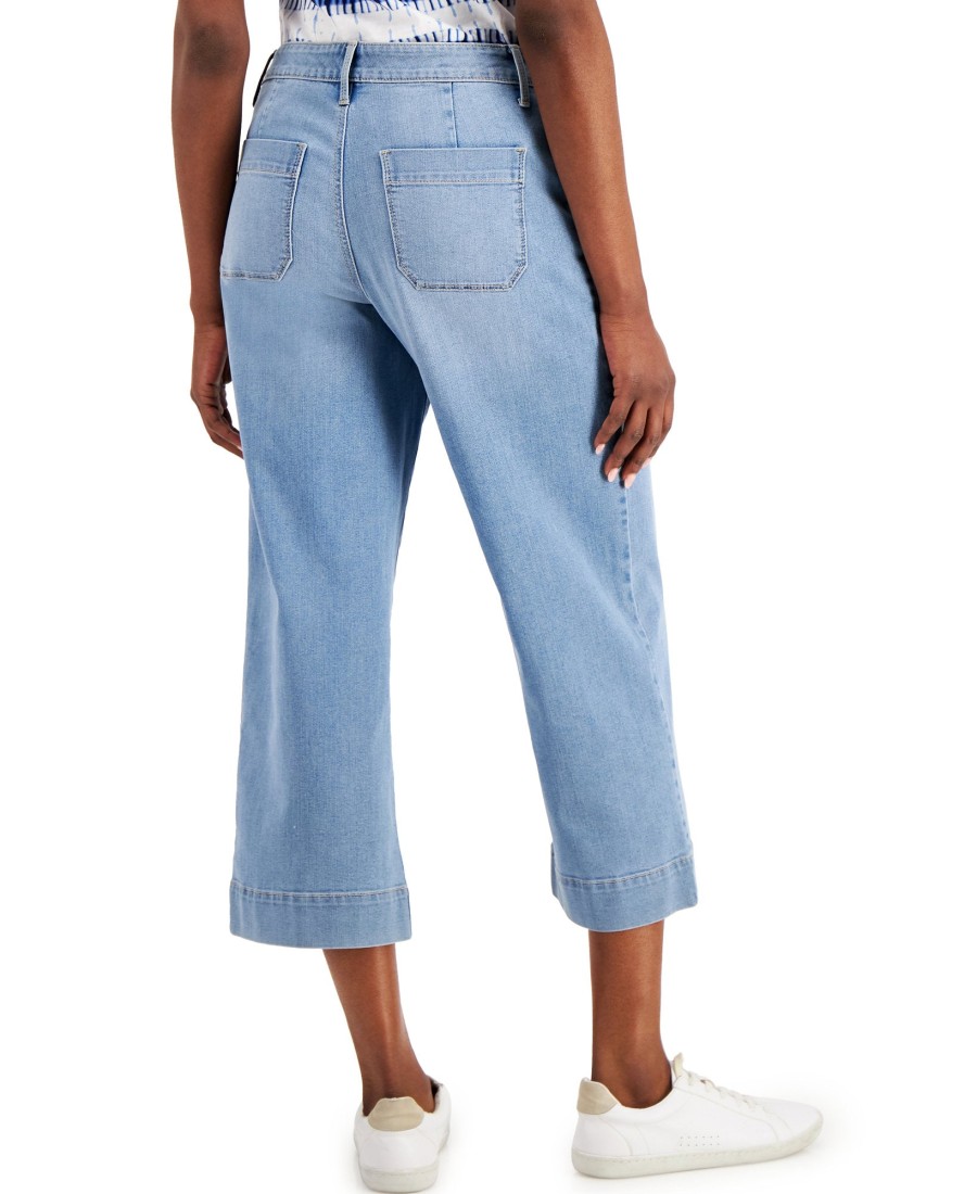 Women'S Charter Club | Cropped Wide-Leg Jeans Niagara Wash