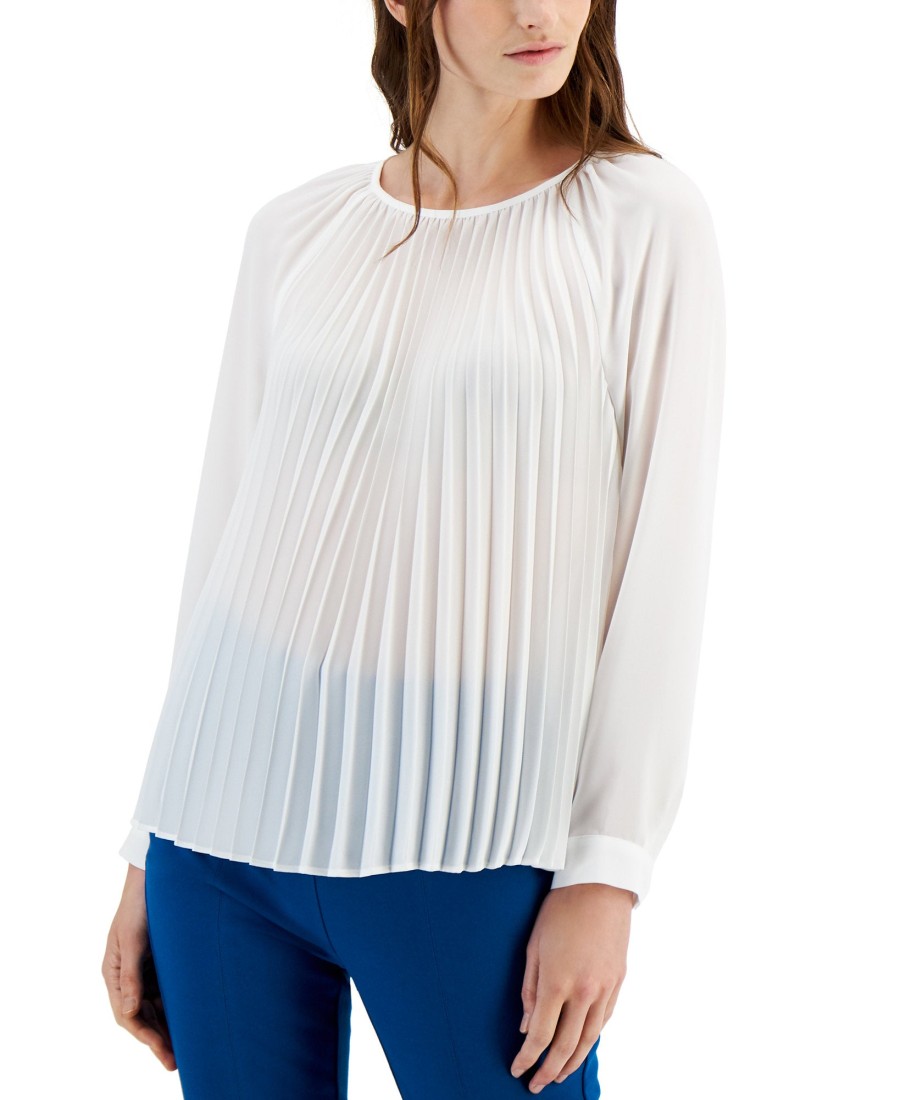 Juniors' Alfani | Pleated Top Bright White