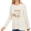 Women'S Style & Co | Metallic Graphic Sweatshirt Merry And Bright