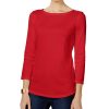 Women'S Charter Club | Petite Pima Cotton Button-Shoulder Top Honey Glaze