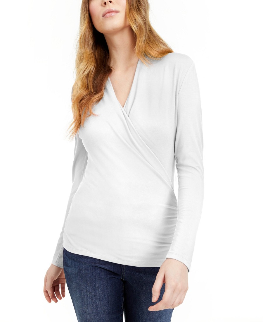 Women'S INC International Concepts | Surplice-Front Top Bright White