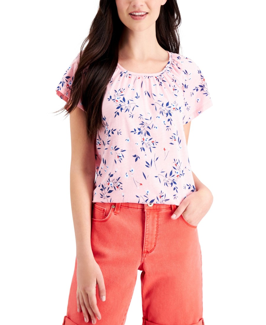 Women'S Style & Co | Printed Top Confetti Pink