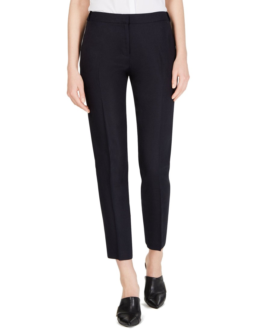 Women'S Calvin Klein | Linen Button-Waist Pants Navy