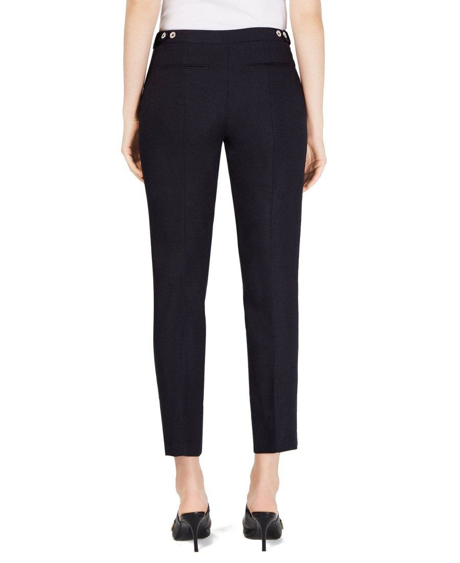 Women'S Calvin Klein | Linen Button-Waist Pants Navy