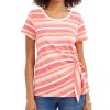 Women'S Style & Co | Striped Tie-Side Top Soho Stripe Coral