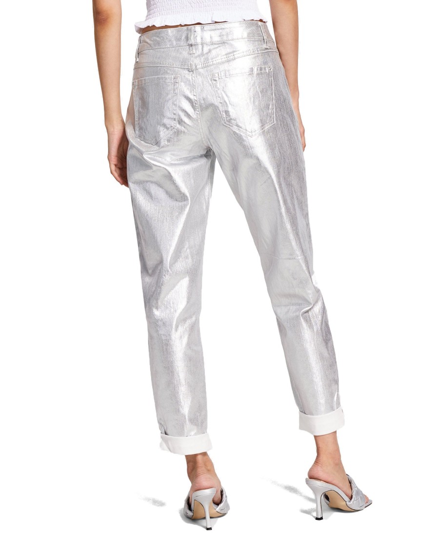 Women'S INC International Concepts | Metallic Boyfriend Jeans Silver Metallic