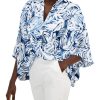 Juniors' Alfani | Oversized Abstract-Print Top Blue Dream Leaf